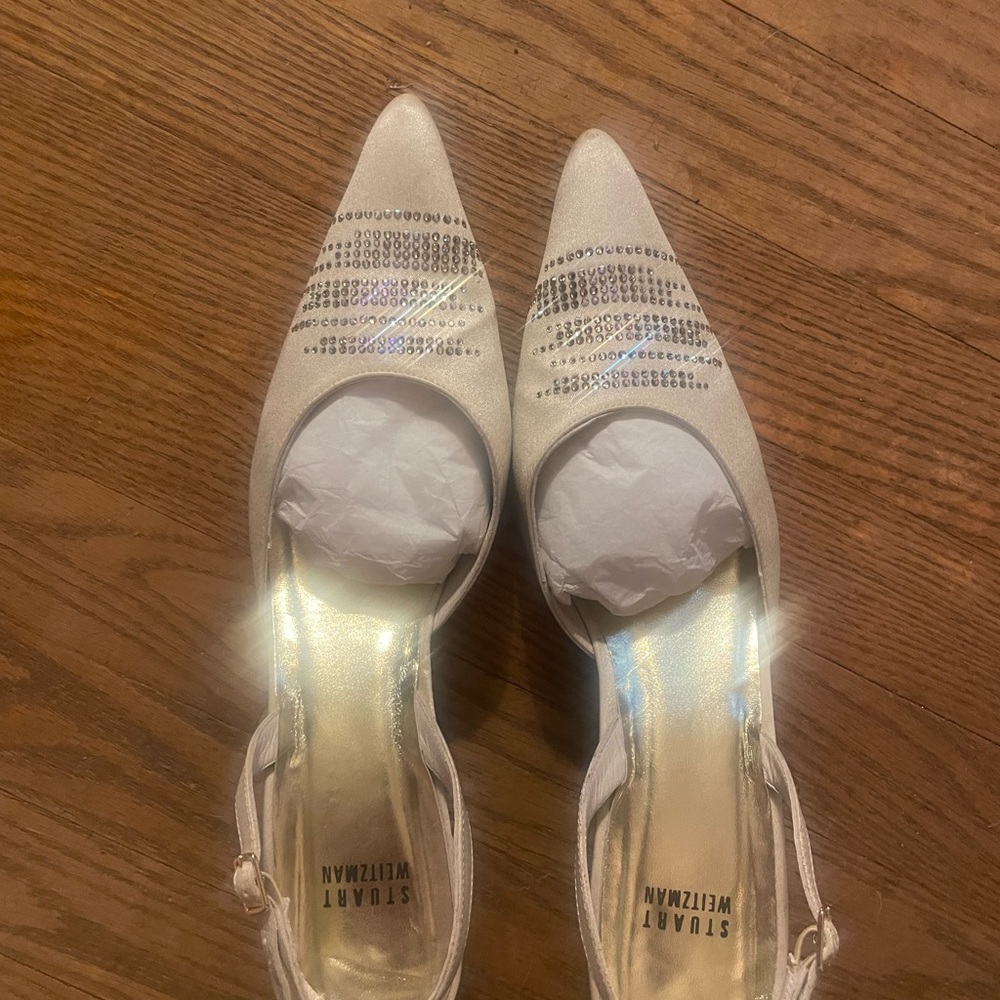 Vintage Stuart Weitzman Gold & Cream embellished Heels 9.5 - Picture 5 of 9